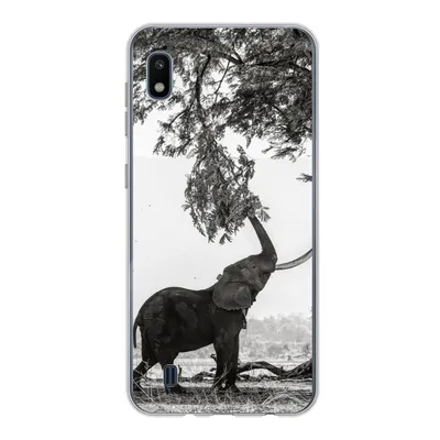 Produktbild von MuchoWow® Handyhülle Schutzhülle Hülle für Samsung Galaxy A10 Elefant - Baum - Tiere - Schwarz und weiß Silikon Softcase Handy Hülle - Schutzhülle