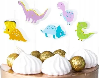 Obrázok produktu pre Dino Dinosaurus Narodeninová Párty Sviečky Dekorácie 6 Ks