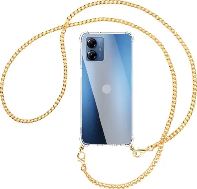 Produktbild von Handykette Backcover-Schutzhülle mit Band (Metall goldfarben) für Motorola Moto G14 (PAYF0010IN, 6.5'') - goldfarbene Kette