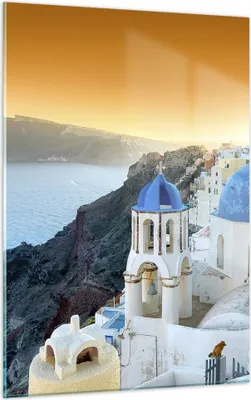 Produktbild von Bilder auf glas - Einteilig - Santorini Griechenland Urlaub Insel - 50x70cm - Glasbilder - Wandbilder - Bilder - Wanddekoration aus Glas - Glas Bilder - Wandbild auf Glas - GPA50x70-2529