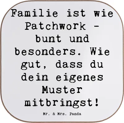 Produktbild von Mr. & Mrs. Panda Untersetzer für Gläser Spruch Adoptivkind Patchworkfamilie - Weiß - Geschenk, Coaster, Verwandte, Tischuntersetzer, Kaffeeuntersetzer, Glas, Weihnachten