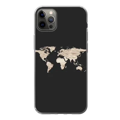 Produktbild von MuchoWow® Handyhülle Schutzhülle Hülle für iPhone 12 Pro Max Weltkarte - Heu - Braun Silikon Softcase Handy Hülle - Hartschale