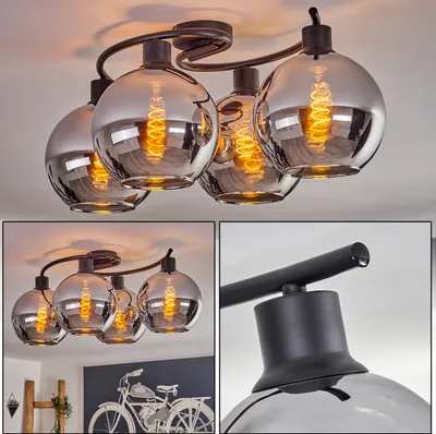 Produktbild von Cesaro Deckenlampe aus Metall/Glas in Schwarz/Chromfarben