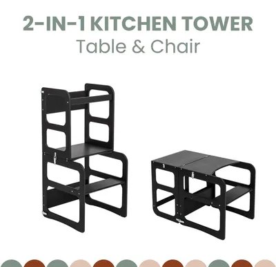 Productafbeelding van 2-in-1 transformeerbare keukentoren - tafel- en stoelenset