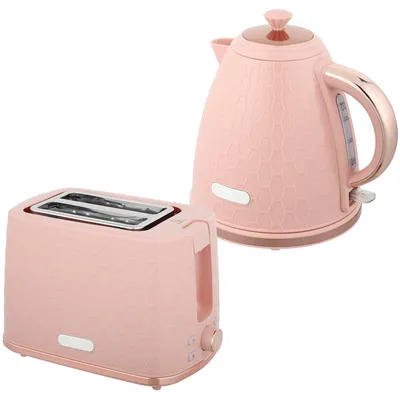 Obrázek produktu pro Sada konvice a topinkovače, objem 1,7 l, barva růžová | Rozměry: 19,5 x 24,2 x 23,4 cm