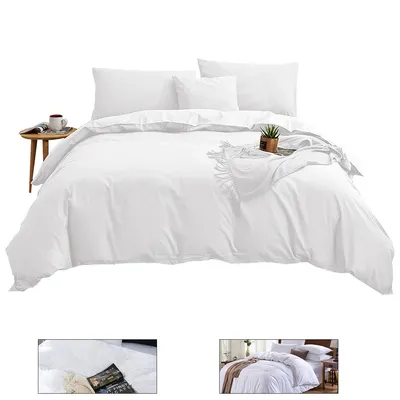Produktbild von Einfarbiges Flanell-Bettwäsche-Set, 4-teilig mit Bettlaken und Spannbettlaken, weich und komfortabel, ideal für den Alltag, Weiß - 1,8 Meter