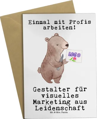 Produktbild von Mr. & Mrs. Panda Motivkarte Gestalter für visuelles Marketing Leidenschaft - Weiß - Geschenk, hochzeitskarten, einladungskarten, weihnachtskarten, osterkarte, babykarte