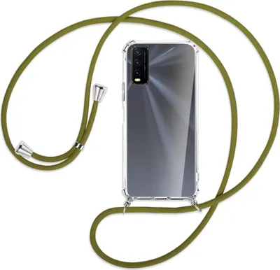 Produktbild von Handykette Backcover-Schutzhülle mit Band (Metall silberfarben) für vivo Y20s / Y11s - khaki