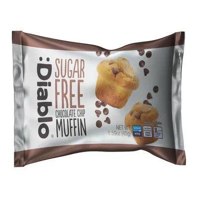 Imagen del producto de Diablo Muffin con pepitas de chocolate sin azúcar 45 g, con trocitos de chocolate