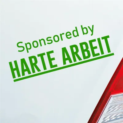 Produktbild von Auto Aufkleber Sponsored by Harte Arbeit Gesponsert Hard 19x7 cm Hellgrün Sticker Heckscheibenaufkleber