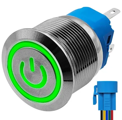 Produktbild von ProRide Metall-Impulsschalter 12V, 22 mm, spritzwassergeschützt, LED