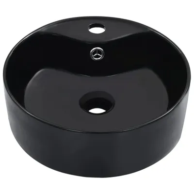 Image de vidaXL Lavabo avec trop-plein 36 x 13 cm Céramique noire