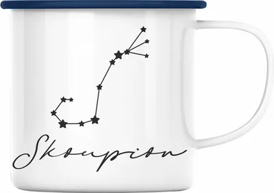Produktbild von Trendation - Skorpion Sternzeichen Emaille Tasse Geschenk Horoskop Tierkreiszeichen (Blau)