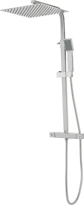 Produktbild von Duschsystem - Thermostatarmatur - Thermostat 38°C - Quadratischer 30 cm Duschkopf - Zwei Wege (Kopfbrause+Handbrause) - Höhenverstellbar - Edelstahl - Chrom