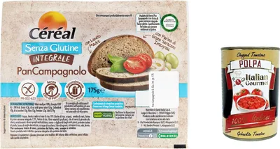 Produktbild von 6x Céréal Glutenfreies Brot, laktosefrei, mit Sauerteig, hergestellt aus Vollkorn-Buchweizenmehl, hervorragend zum Frühstück, Mittag- und Abendessen, 175 gr + Italian Gourmet polpa 400g