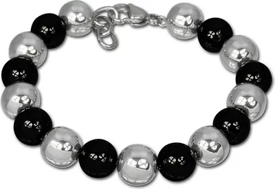 Produktbild von Amello Armband Edelstahl Keramik Kugeln silber schwarz Damen Schmuck ESAX12S