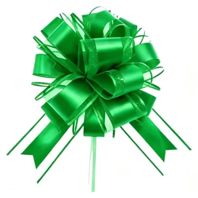 Grüne Schleife, 25 cm, handgezogen, für Geschenke & Deko