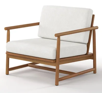 Produktbild von home24 Loungesessel - Akazie Massiv / Webstoff - Akazie Braun / Creme