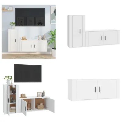 Produktbild von vidaXL 2 tlg. TV Schrank Set Weiß Holzwerkstoff - TV-Schrank-Set - TV-Schrank-Sets - Wohnwand - Schrankwand