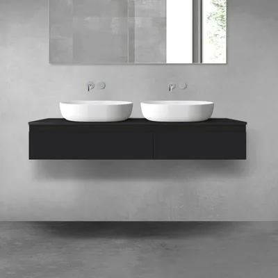 Productafbeelding van OLTENS Vernal badkamermeubelset, 3-delig, bestaande uit 2 onderkasten met lades en een consoleblad van 140 x 25,2 cm