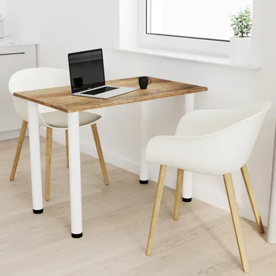 Produktbild von AKKE Retro-Holz Esstisch mit weiße beine LxBxH: 90x60x74 cm