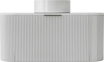 Produktbild von Waschbeckenunterschrank hängend mit Aufsatzwaschbecken - Streifenoptik - Weiß matt - 100 cm - LOMERI