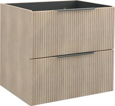 Produktbild von Jungborn Waschbeckenunterschrank QUATTRO BxHxT 60 x 55 x 46 cm Frontfarbe tabak eiche geriffelt inkl. Einzelsiphon