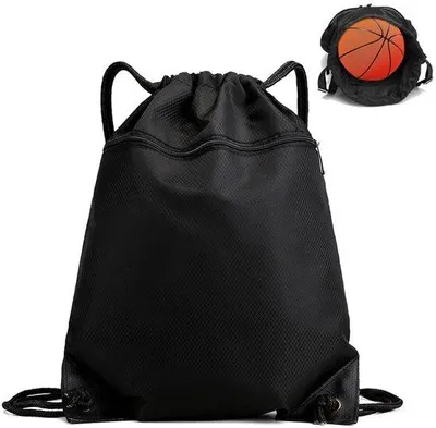 Immagine prodotto di Borsa sportiva Unyqoos®, impermeabile – spaziosa borsa da palestra e da viaggio, colore nero, dimensioni 50x43 cm, realizzata in tessuto Oxford, con coulisse, tasca frontale e tracolla regolabile