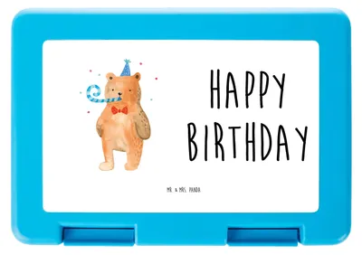 Produktbild von Mr. & Mrs. Panda Bentobox Bär Geburtstag - Weiß - Geschenk, Bento Box, Glückwunsch, Vesperbox, Essensbox, Lunchbox, Happy Birthday, Teddy, Alles Gute, Frischhaltedose