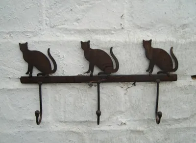 Produktbild von Hakenleiste Katze Eisenhaken Wandhaken, Landhausstil