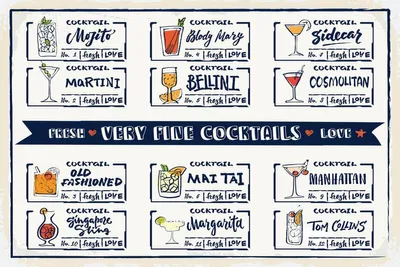 Produktbild von vianmo Holzschild 12x18 cm Alkohol Fresh Cocktails Mojito Maragrita