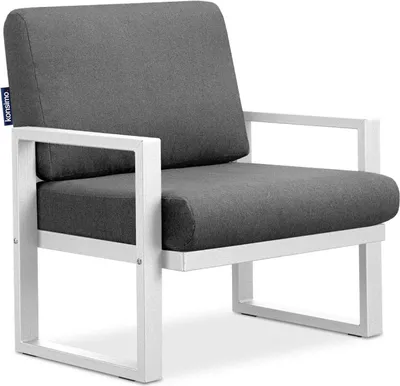 Obrázek produktu pro Zahradní židle Konsimo "FRENA" odolná proti vodě a skvrnám, bílá/šedá, ocel/pěna/látka, Loft, 70x65x60cm