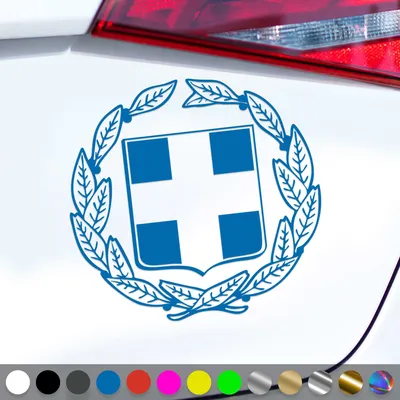Produktbild von PantherPixel Griechenland Aufkleber Wappen Kreta Rhodos Sticker Auto Geschenkidee Farbe Blau