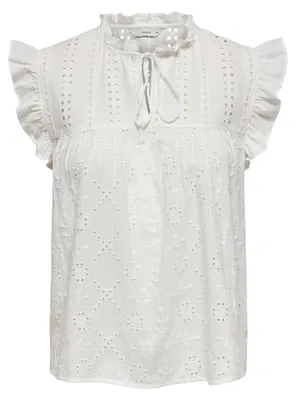Produktbild von Bluse mit Lochstickerei und Rüschendetails | XS