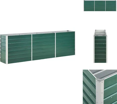 Zdjęcie produktu dla vidaXL Podwyższony kwietnik ogrodowy ze stali ocynkowanej 240×40×77 cm Zielony - Donice i doniczki