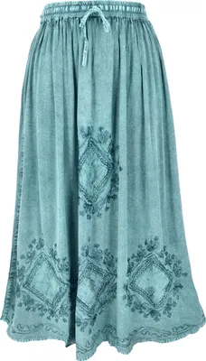Produktbild von Bestickter Boho Hippierock, Indischer Maxirock - Aqua/Design 9, Damen, Türkis, Viskose, Röcke