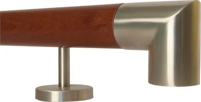 Produktbild von TIBU Mahagoni Holz Handlauf Geländer 0,3m - 5m, Länge 370 cm, Ende Edelstahlecke und 5 gerade Halter