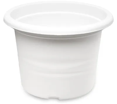 Image de Pot de fleurs rond en plastique Garronda pour fleurs et autres plantes GD-0022 (1 pièce - blanc, 20 cm x 14 cm)