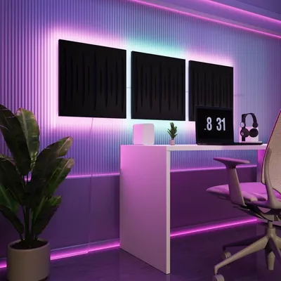 Obrázek produktu pro Sada 3 ks akustických LED panelů s RGB podsvícením pro Echo Control | Zvukově izolační panely s podsvícením | 3x PULSAR – samostatně | Černá