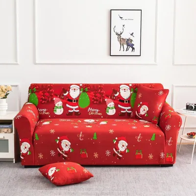 Produktbild von Weihnachtssofabezug für 2-Sitzer, Universalgröße, waschbar, rutschfest, elastischer Sofaschutz, Weihnachtsdekoration