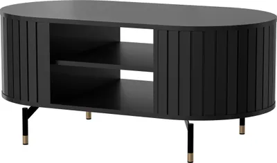 Produktbild von Design Couchtisch Roma DO-6 oval Wohnzimmertisch Stauraum Tisch Ablage