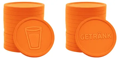 Produktbild von CombiCraft Wertmarken Chips in Orange mit Glas/GETRÄNK Reliefprägung - 250 Stück
