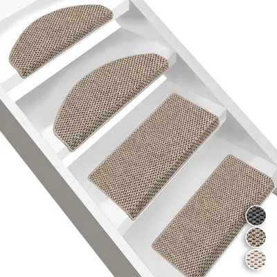 Produktbild von Stufenmatte Kalkutta Sisaloptik & strapazierfähig Taupe 23,5 x 65 cm Halbrund