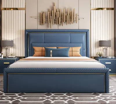 Immagine prodotto di Letto di design Camera da letto Letto matrimoniale Letti Hotel Tappezzeria Arredamento in pelle