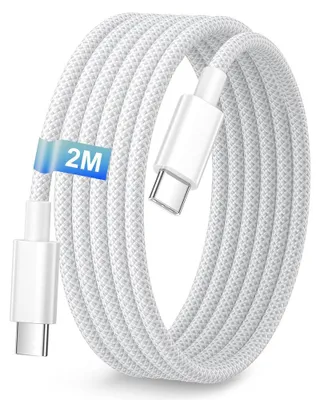 Image de Câble USB-C vers USB-C 60W pour iPhone 17 Pro Max iPhone 16 Pro 15 Pro iPhone Air Tissé 2 Mètres