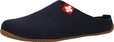 Immagine prodotto di Living Kitzbühel, pantofole in feltro, motivo "Schweizer Kreuz", colore blu notte, taglia EU 36, vestibilità normale
