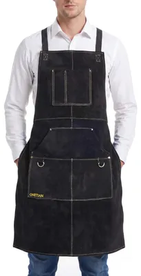 Produktbild von Schweißerschürze hitzebeständig - Flammschutz - Robust - Verstellbar - Mehrere Taschen - Vollständige Abdeckung 24 Zoll breit, 36/42 Zoll lang - Arbeitsschürze