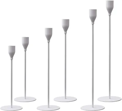 Produktbild von Kerzenhalter, 3 Stück, für Stiftherzen, Kamin. Weiße Kerzenständer für 3/4"-Stiftherzen und LED-Kerzen