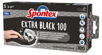 Zdjęcie produktu dla Rękawice jednorazowe Spontex BLACK S 100 szt