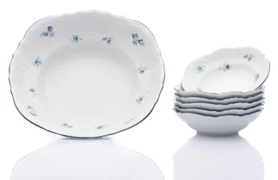 Produktbild von Thun 1794 Bernadotte, Kompottgarnitur, blaue Rosen, Thun-Porzellan, 7 d.